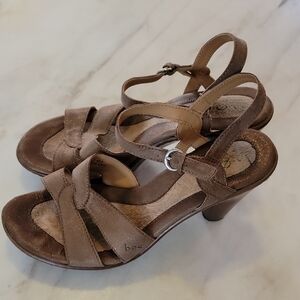 BOC Tan Strappy Shimmery Heels